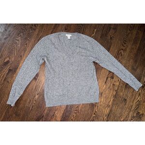 Tweeds Women's Gray V-Neck 2-Ply Cashmere Sweater Size M Long Sleeve Pullover